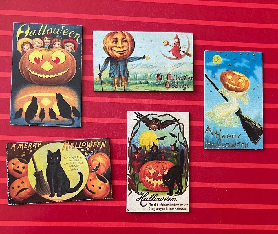 NUEVO - #706 POSTALES VINTAGE DE HALLOWEEN GRUESAS DE AGLOMERADO Foto 1 de 1
