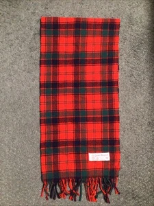 VTG James Dalgliesh Red & Green Plaid Pure New Wool Scarf 10.5”x 45” Scotland - Picture 1 of 6