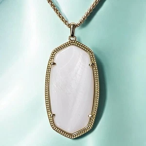 Kendra Scott REID 14K Gold Plated Brass Necklace in White Mother of Pearl - Picture 1 of 9