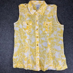 Top Chico's floral sin mangas con botones - amarillo y blanco - Imagen 1 de 6