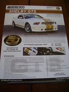 2012 SHELBY GTS ***FOGLIO VENDITA/OPUSCOLO DOPPIA FACCIA - Foto 1 di 2
