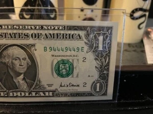 Fancy Serial Number $1 Bill Series 2001 ~94449449~ (Binary 9 & 4) UNCIRCULATED - Picture 1 of 2