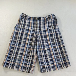 Cherokee Shorts Boys Size 12 Blue Plaid 9.5” Inseam Adjustable Waist Gorpcore - Picture 1 of 16