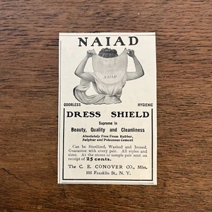 Naiad Dress Shield 1909 Print Advertisement - Picture 1 of 3