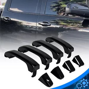 Gloss Black Outside Set of 4 Door Handle Fit 14-19 Chevrolet Silverado 1500 2500 - Picture 1 of 12