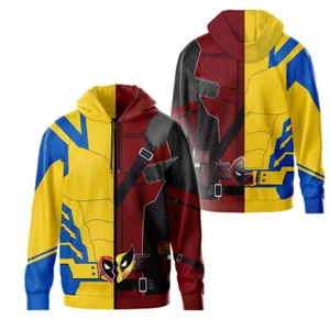 Deadpool 3 Wolverine Movie Hoodie Cosplay Jacket Coat Sweatshirt Pullover Tops - Picture 1 of 26