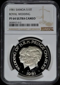:1981 S$10-TALA SAMOA NGC PR 64 UC PRINCE CHARLES ROYAL WEDDING KM#44 RARE R8  - Picture 1 of 2