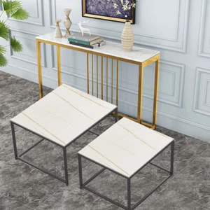 Real Marble Top Movable Coffee Table Side Table Nightstand Hall Console Table AU - Picture 1 of 29