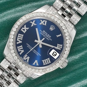 Rolex Datejust 31mm Blue Roman 3.30ct Diamond Bezel/Bracelet Watch 178240 - Picture 1 of 7