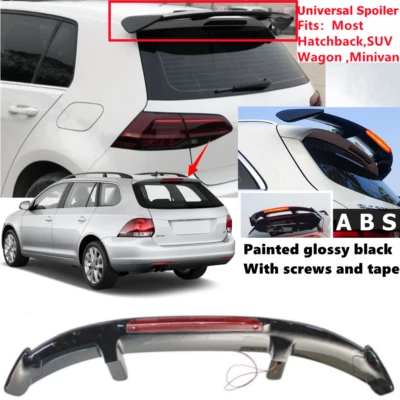 Universal Gloss Black Rear Roof Spoiler w/Light For VW Jetta SportWagen 2011-14 - Image 1 of 4