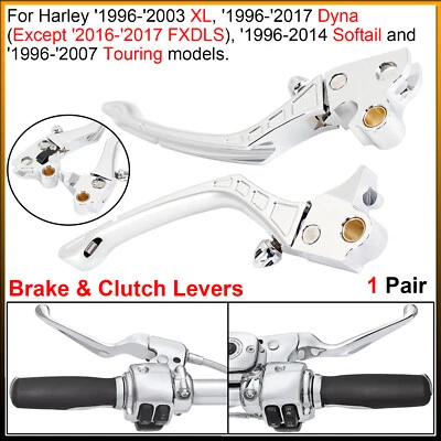 Chrome Adjustable Brake and Clutch Levers, For Harley Models 1996-2017 2000 2008 - Image 1 of 4