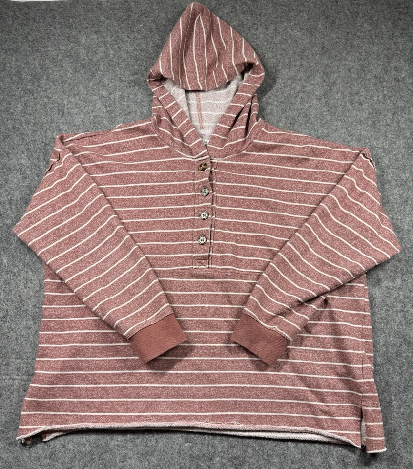 Sudadera con Capucha Maurices 1/4 Botón Rayas Mangas Largas Para Mujer 2X Elastizada Foto 1 de 4