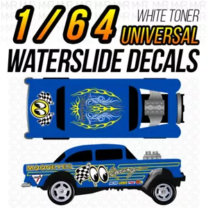 Calcomanía tobogán de agua de tóner blanco personalizada 1/64 MOONEYES GASSER LINES para Hot14 - Imagen 1 de 5