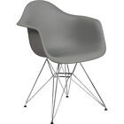 Flash Furniture Plastic Chair with Chrome Base, Gray, 24 1/2in.W x 25in.D x 31