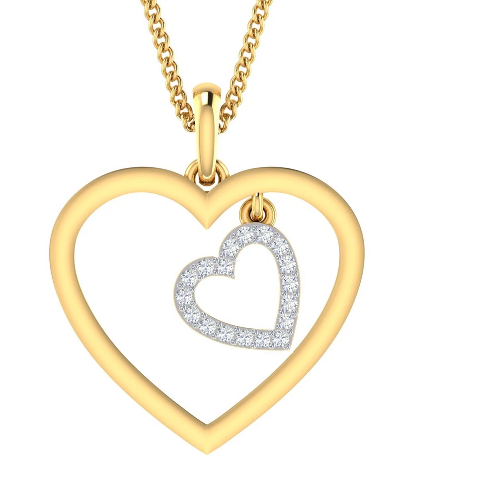 Ожерелье с подвеской в виде сердца круглой огранки с натуральным бриллиантом 0,15 карата 18 дюймов - Изображение 1 из 1