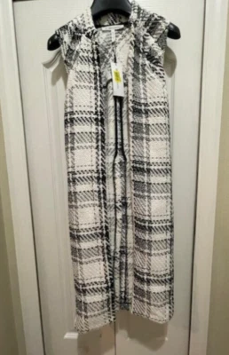 BCBGeneration Long Vest Tweed Black and White w/Pockets-Size S-NWT $128-Fast - Image 1 of 4