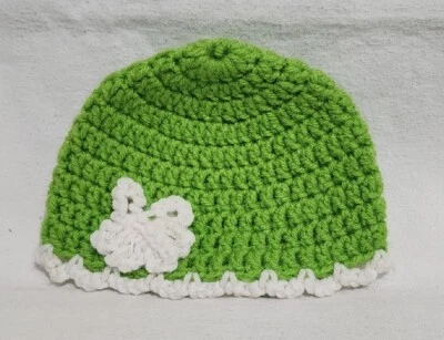 手工制作婴儿绿色豆豆白色花朵 7 英寸 x 5 英寸 - 二手 - 非常好 — 第 1/3 张图片