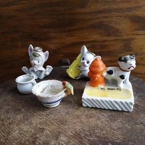 Lotto figure animali in vetro vintage contrassegnate pappagallo e ciotola giapponese, cane e idrante - Foto 1 di 24