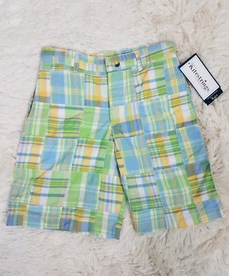Kitestrings Shorts Boy's Size 10 Green Plaid Adjustable Waist Pockets Summer A - Image 1 of 4
