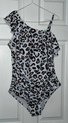 TRAJE DE BAÑO "CHEETAH" PARA MUJER ~ TALLA XL ~ ROSA, BLANCO Y NEGRO ~ ACOLCHADO Foto 1 de 3
