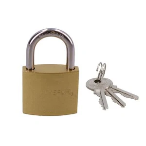 Heavy Duty 38mm Iron Brass Coated Padlock Security Lock Secure 3 Keys - Picture 1 of 12