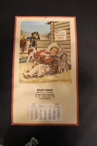 1969 Calendar Sealed Storage Elverson Pa Lancaster Co Cowboy Sandy Gets A Lickin - Picture 1 of 9