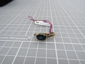 NATURAL 7x5mm 1ctw BLUE SAPPHIRE & DIAMOND PENDANT 14k GOLD 3/4" 1.4 grm - Picture 1 of 8