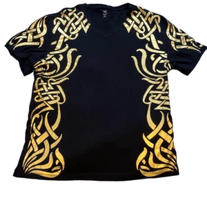 INC NWT Womens Celtic Knot T-Shirt Tee 100% Cotton Witchy Viking Gold Black XL - Picture 1 of 7
