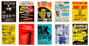 Lote de (10) carteles de conciertos de reproducción de 13 x 17 artistas de jazz vintage 1949-1981 - Imagen 1 de 11