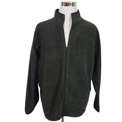 Open Trails Fleece Jacket Mens Pockets Full Zip Stretch Size L Green & Black - Image 1 of 4