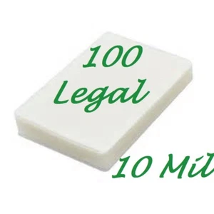 100 Legal 10 Mil Laminating Pouches Sleeves 9 x 14-1/2 Gloss, EXTRA CLEAR - Picture 1 of 4