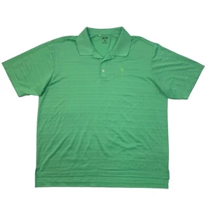 Adidas Polo Shirt Mens 2XL Light Green Striped Performance Moisture Wicking Golf - Picture 1 of 9