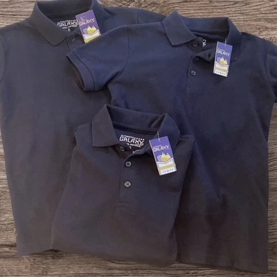NWT Galaxy School Uniform Boys Navy Blue Polo Shirts LOT OF 3 Size 6 - Image 1 of 4