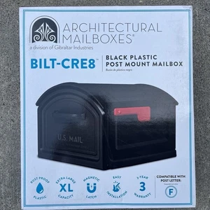 BILT CRE8 Plastic Post Mount Mailbox, Compatibility Code F  950050B-10  Black - Picture 1 of 15