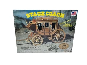 VTG Allwood Brand Wooden Stage Coach Wagon Model Kit #5013 SEALED 1977 Pre-Cut - Picture 1 of 9
