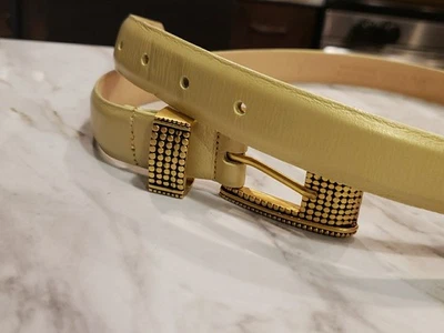 Cinto Tanner de couro genuíno dourado claro tamanho GRANDE fivela dourada - Imagem 1 de 4