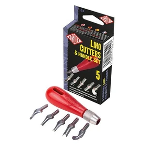 Essdee Lino Cutters & Handle Set of 5 for Block Printing - Picture 1 of 7