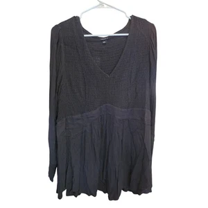 Torrid Long Sleeve Top 1x Womens Plus Size Black V Neck Crinkle Look Pullover  - Imagen 1 de 5