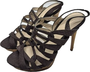 Elie Tahari Meredith Keilabsatz Wildleder Riemchen Absatz Sandalen braun gold Damen 8 38 - Bild 1 von 9