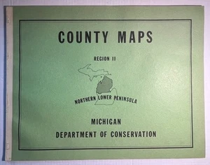 Vintage Michigan County Maps Conservation Northern Lower Peninsula 1960's Book - Picture 1 of 7