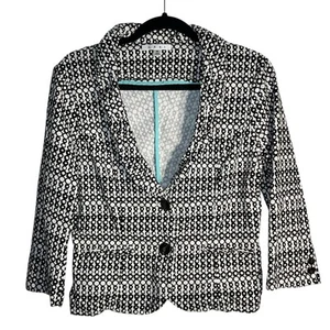 Cabi Black White Dot Print Two Button Blazer Jacket Size 8 - Picture 1 of 7