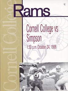 10-24-98 SIMPSON STORM AT CORNELL COLLEGE RAMS NCAA FOOTBALL PROGRAM - Picture 1 of 1
