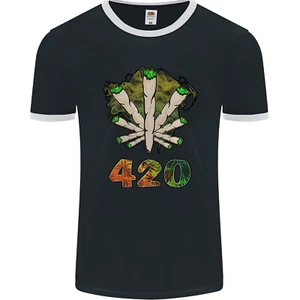 420 Herb Marijuana Weed Cannabis Herren Ringer T-Shirt FotL - Bild 1 von 3