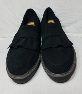 Size 10 Clarks Collection Shoes Womens Airabell Wedge Slip On Loafers Suede - Picture 1 of 21
