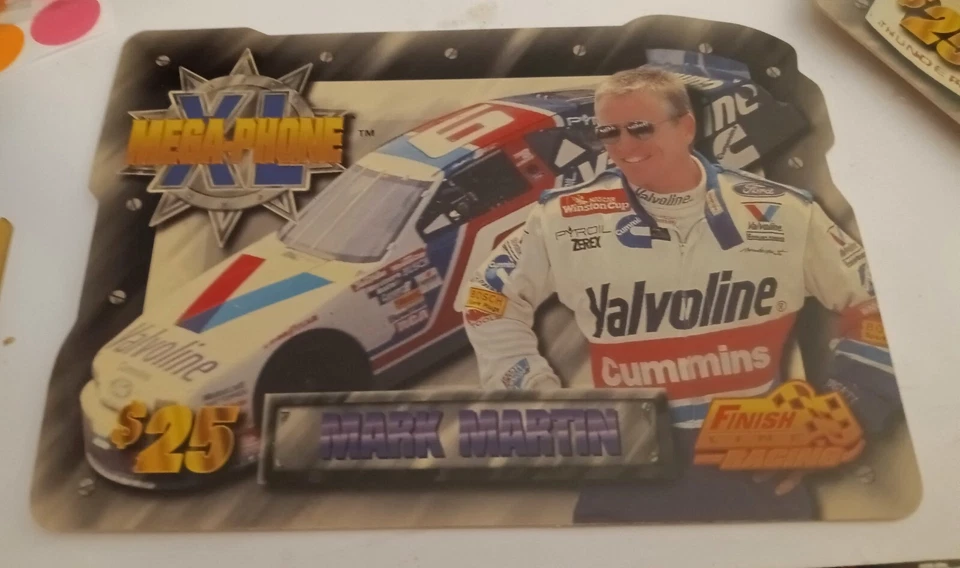 1996 Mark Martin Finish Line 5X7 JUMBO $25.00 XL Mega Phone Card Unscratched - Image 1 of 1