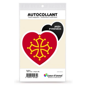 Sticker autocollant Coeur J'aime le Midi-Pyrénées - Blason - Picture 1 of 6