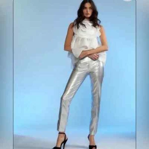 Cynthia Rowley Silver Vegan Leather Pants Sz 6 NWT And Girls Guide Book Swell - Bild 1 von 13