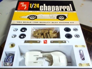 AMT VINTAGE 1/24 1/25 NEW CHAPARRAL WHITE SLOT CAR KIT CHASSIS BOX + REVELL COX - Picture 1 of 10