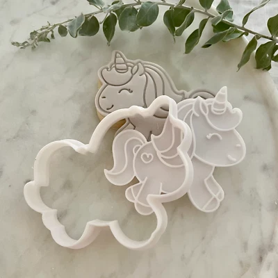 Unicorn full body Cookie Cutter and fondant embosser stamp, DIY sugar cookies - image 1 of 2