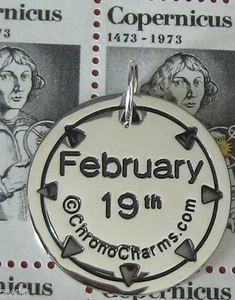 February 19th designer ChronoCharm  lead free jewelry necklace date birthday new - Picture 1 of 12